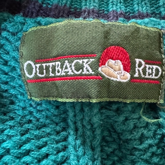 Vintage Outback Red Sz Medium Cardigan Sweater Slouchy Chunky Knit Preppy Tennis - Picture 4 of 5